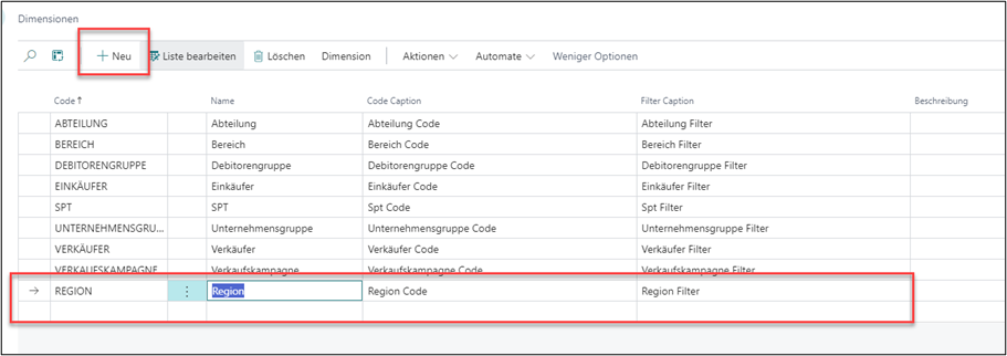 Abb1. neue Dimensionen anlegen