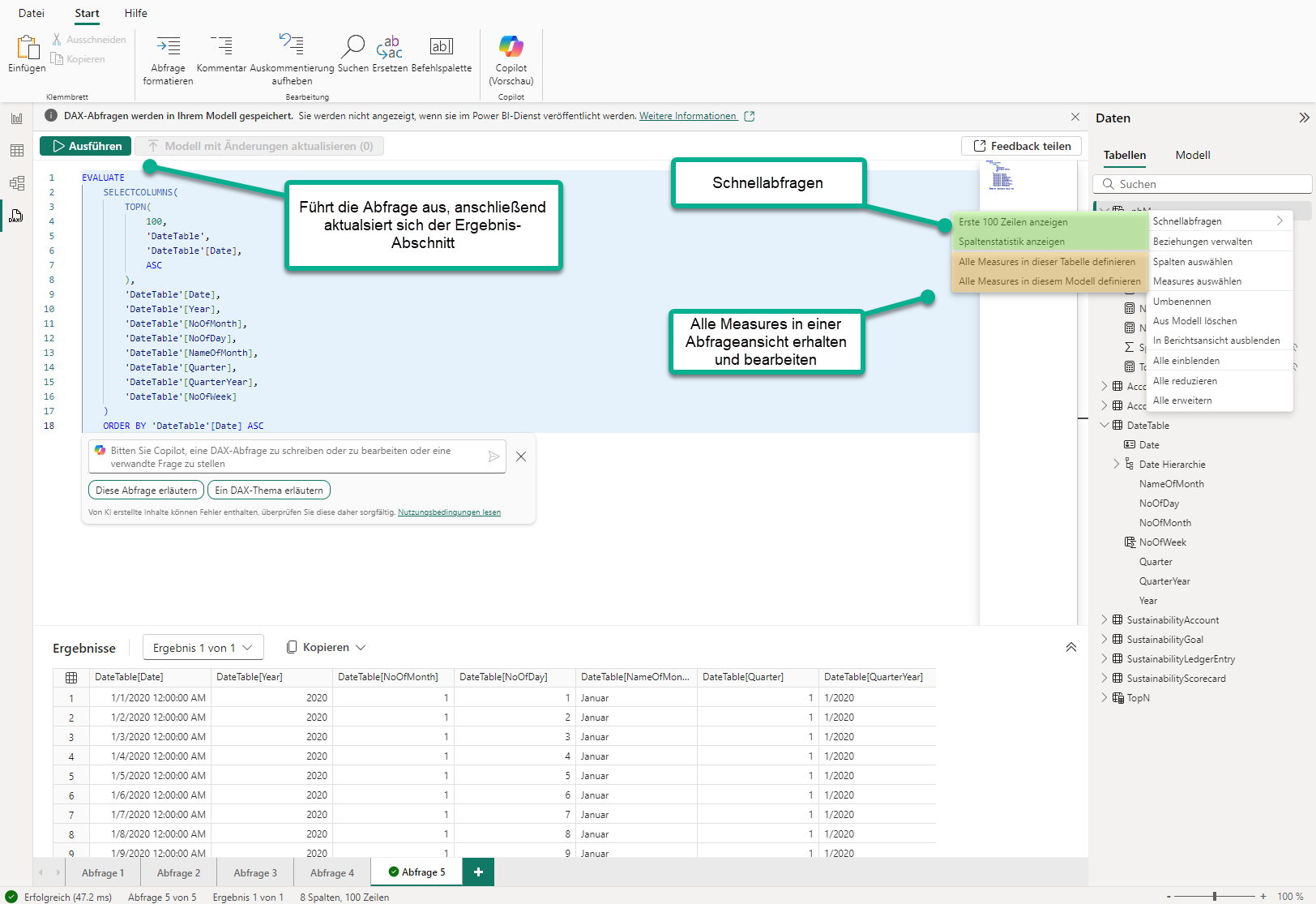 Bild 1- DAX Query View